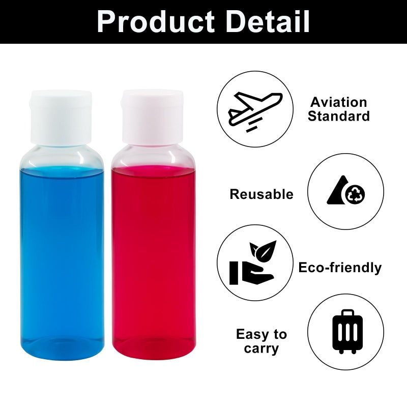 Marvexi 50Pcs 50ml/1.7oz Empty Travel Plastic Squeeze Bottles, Empty Hand Sanitizer Bottles Bulk for Hand Sanitizer, Shampoo, Cosmetic, Toiletries(Clear, White) - Image 3